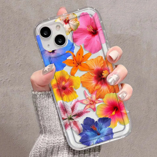 Colorful large flowers Phone Case For iPhone 16 15 13 14 12 11 Pro Max 7 8 Plus  X XR XS 12 13 Clear Cover Case Funda Bumber