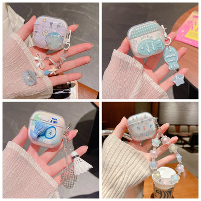 Case For 2025 New AirPods Pro3 4 3 2 1 Pro 2 Case TPU Cute DIY Star Butterfly Flower Dog Earphone Protective Cover With Pendant