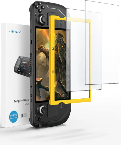 Steam Deck Screen Protector, Anti Glare Protector 9H Hardness Easy to Install with Guiding Frame Tempered Glass for Steam Deck