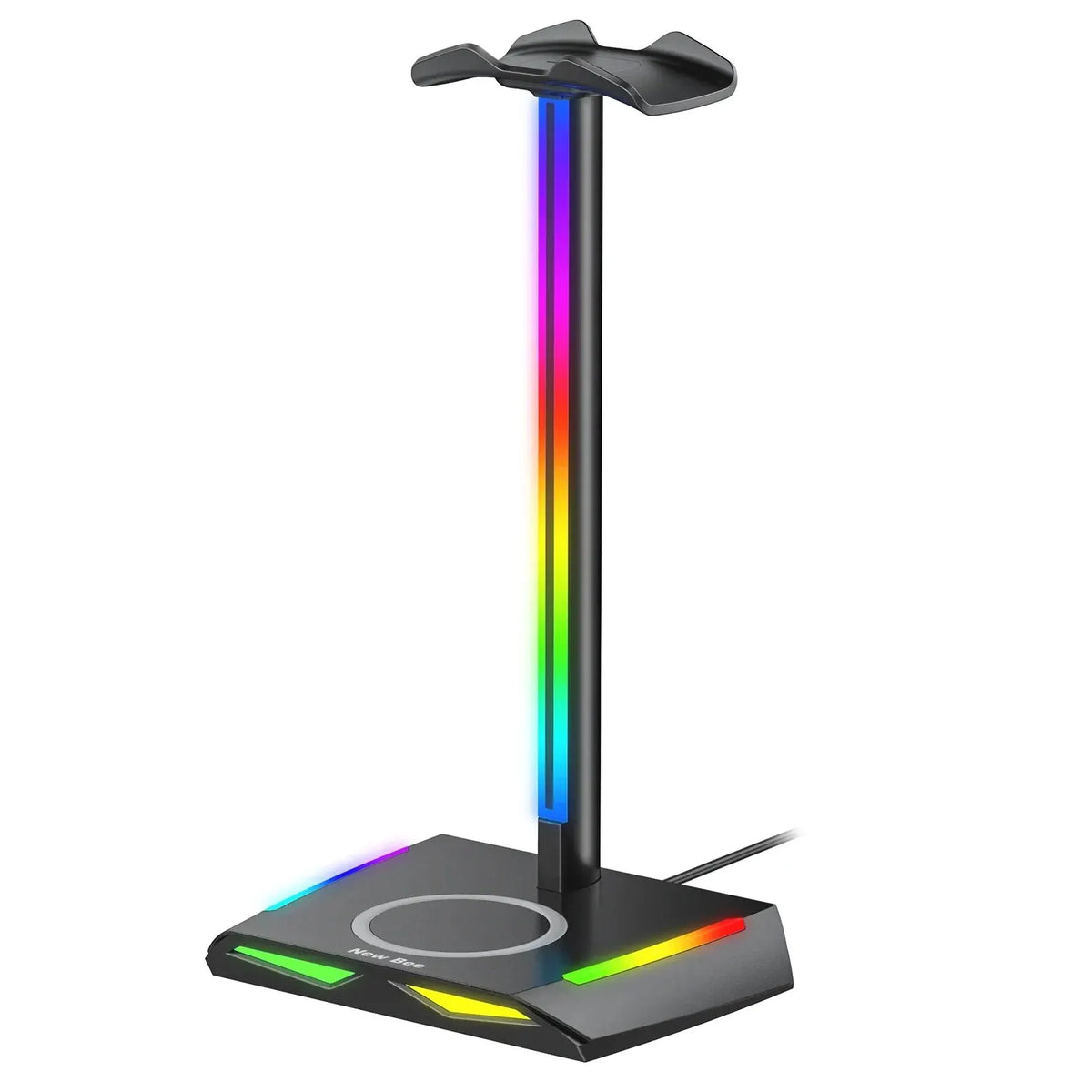 New Bee Z12 RGB Headset Stand Holder with Wireless Charger Base Desk Gaming Headphones Holder Non-Slip Rubber Base