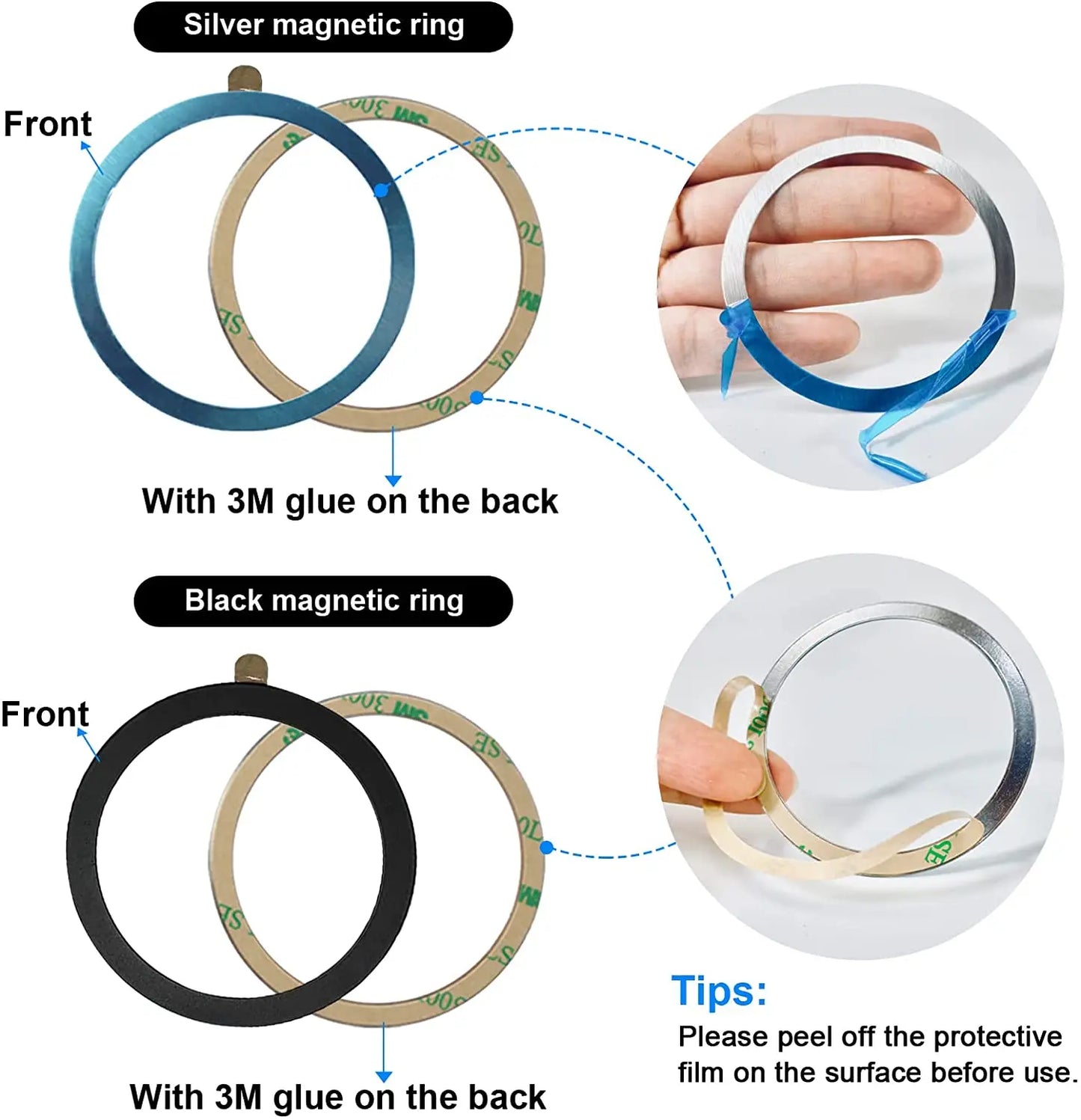 Universal Magnetic Metal Plate Ring For Magsafe iPhone Wireless Charger Car Cellphone Sticker Round Magnet Stainless Steel Patch