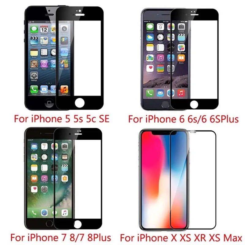 Premium Tempered Glass For iPhone 17 Air 16e 16 15 14 13 12 11 Screen Protector Pro Max 9H HD Full Glue X XR XS 7 8 Plus Armor