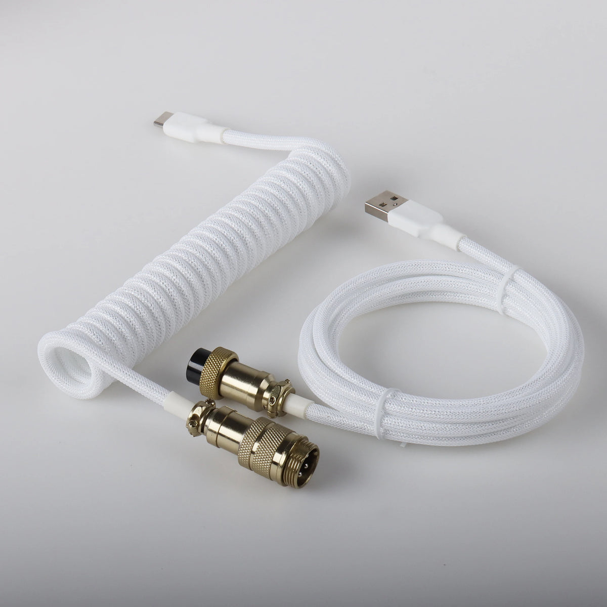 LANO Custom Paracord Coiled Mechanical Keyboard Type C Data Spring Cable GX16 Aviator Coil Spiral Usb C for Gaming Coiled Cable