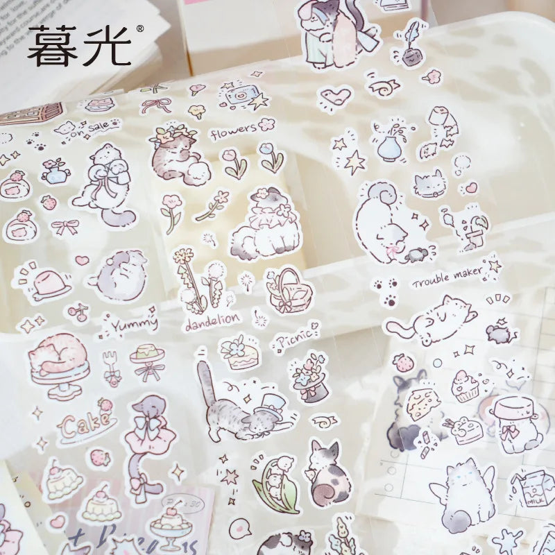 Mr.Paper，200cm/Roll， Cute cat cartoon illustration sticker tape, DIY collage scrapbook, diary, phone case decoration tape Gifts