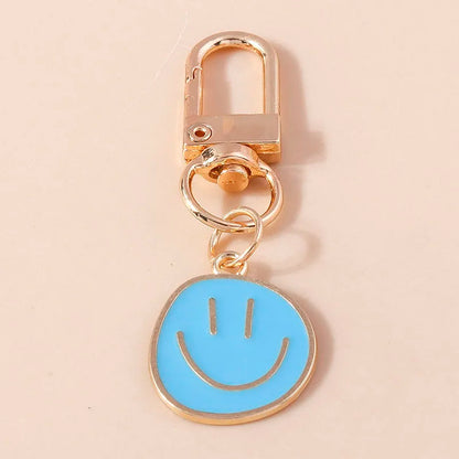 Aihua Irregular Round Smile Face Keychain for Women Key Ring Gift Fashion Cartoon Bag Airpods Box Car Phone Accessories Jewelry