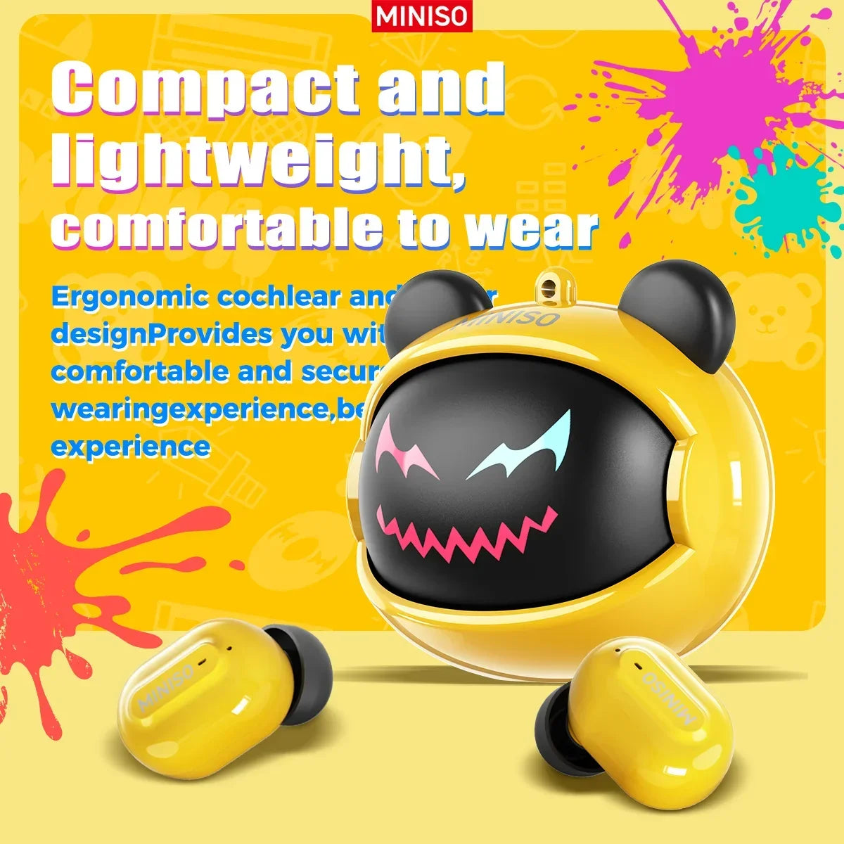 MINISO MS118 Bluetooth Earphone AI Translation Earbuds TWS in-Ear Wireless Headphones Face-Changing Bear DIY Earbuds