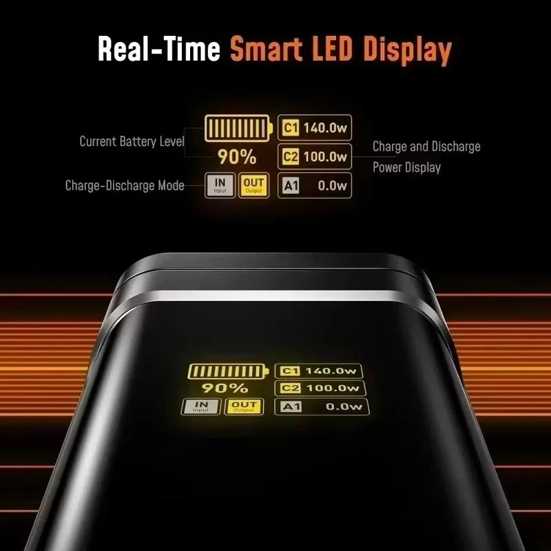 AOHI The Future Starship Power Bank 240W 27600mAh Large Capacity LED Display Power Bank with 3FT C-C Cable Two-way Quick Charge