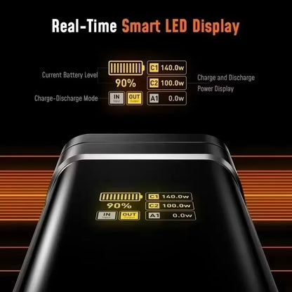 AOHI The Future Starship Power Bank 240W 27600mAh Large Capacity LED Display Power Bank with 3FT C-C Cable Two-way Quick Charge