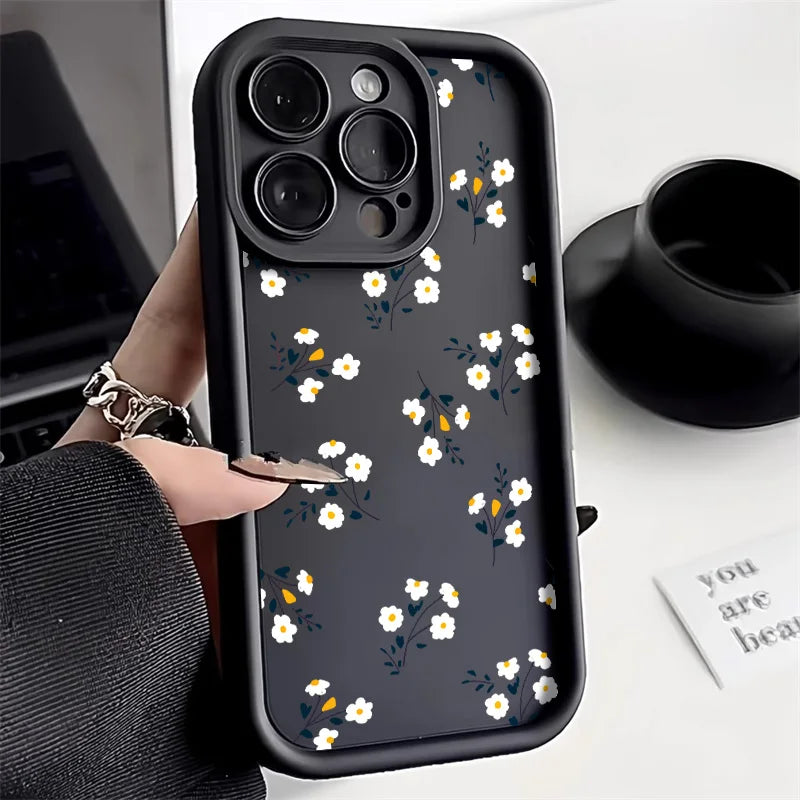 Flower Phone Case For iPhone 11 Case iPhone 15 12 13 14 Pro Max X XR XS Max 7 8 15 Plus SE 2020 2022 Shockproof Soft Matte Cover