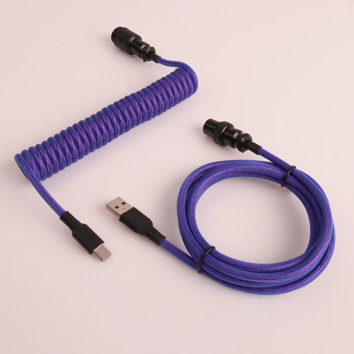 LANO Custom Paracord Coiled Mechanical Keyboard Type C Data Spring Cable GX16 Aviator Coil Spiral Usb C for Gaming Coiled Cable