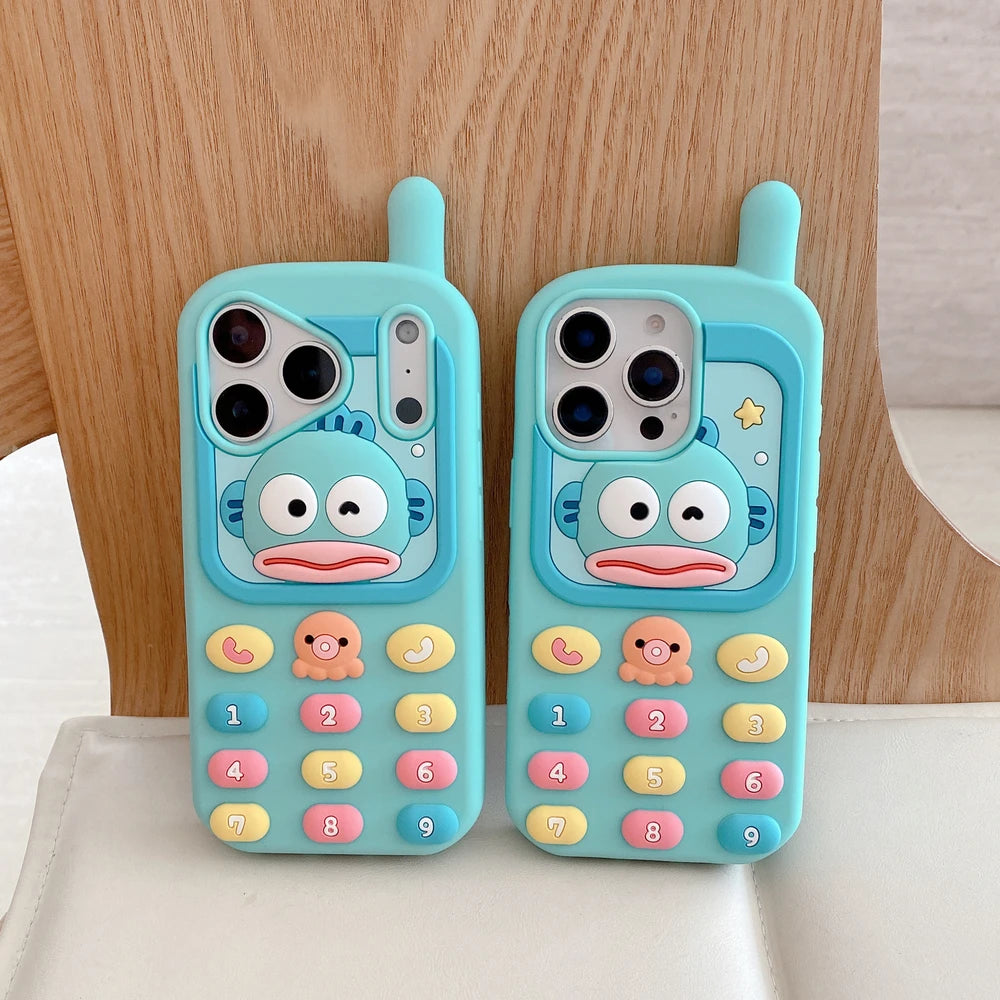 Cute Cartoon Sanrio Hangyodon 3D Stereoscopic  Phone Case For iPhone 17 16 15 14 13  Pro Max Shockproof Soft Silicone Cover