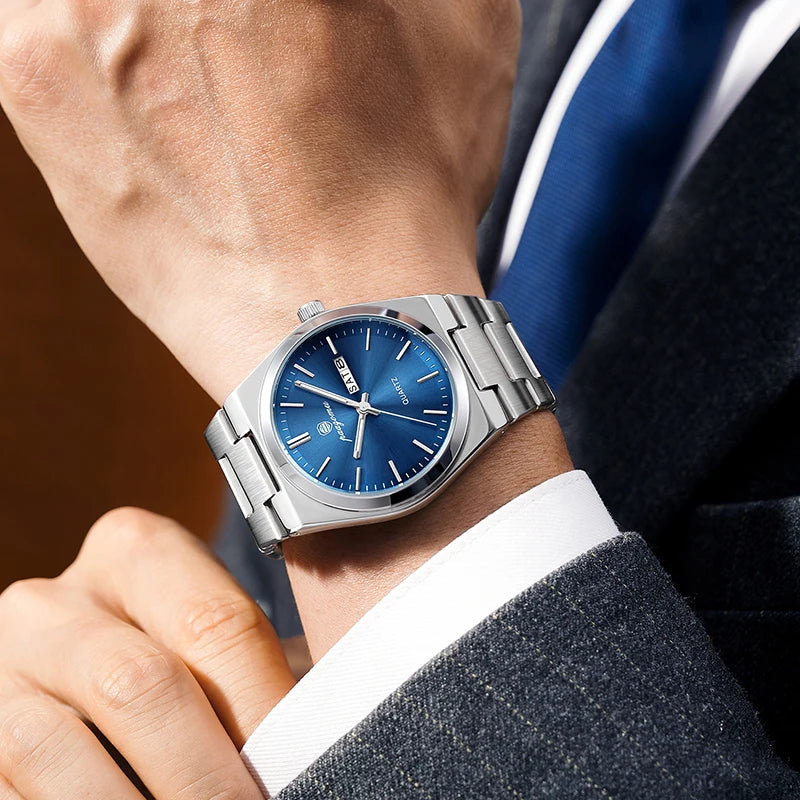 PAAZOMU Luxury Quartz Man Wristwatch Sport Men Watches Waterproof Luminous Date Week Stainless Steel Men's Watch Male Reloj+box