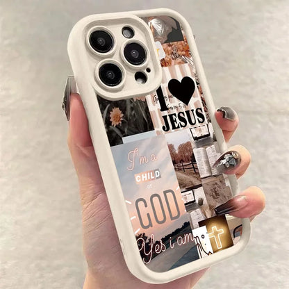 Jesus Collage Pattern Thick Shockproof Phone Case For iPhone 16 Pro Max 16 15 14 13 12 11 Pro Max X XR XS 7 8 16 Plus  Cover
