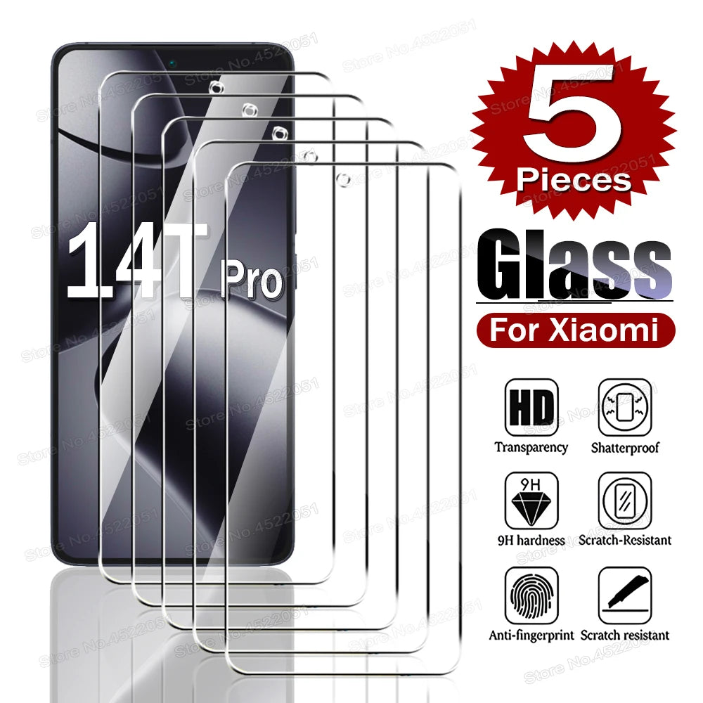 5PCS Screen Protector For Xiaomi 14T Pro 13 14 HD Tempered Glass For Xiaomi 14T 13T 12T 11T 10T Pro 11 12 Lite 5G 9H Clear Film