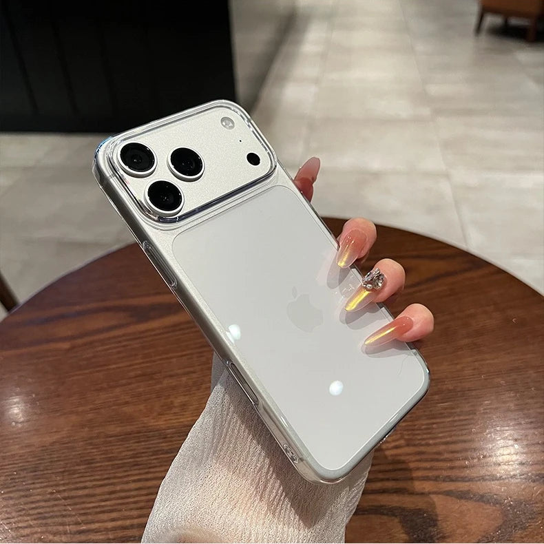17 ProMax Ultra Thin Transparent Orange Phone Case For iPhone Air 16 15 14 13 12 Pro Max Plus Acrylic PC Slim Plating Hard Cover
