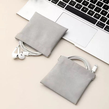 Portable PU Earphones Storage Bag Leather Coin Purse Bag Accessories Memory Card  Mini Key Pouch Female Lipstick Storage Bag