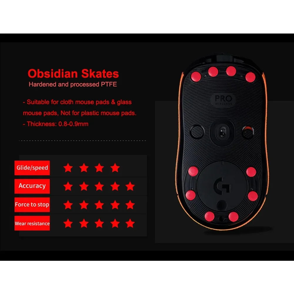 Obsidian X-Raypad Mouse Skates Universal 6.5mm Dots Donuts 0.9mm Balanced Control Mouse Feet Pad Glass Foot Pad