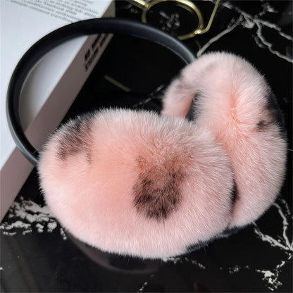 Natural Winter Fur EarMuffs For Women Ear Cover Accessories Real Fur Headphones Warm Earflap Real Rex Rabbit Ear Warmer For Gift