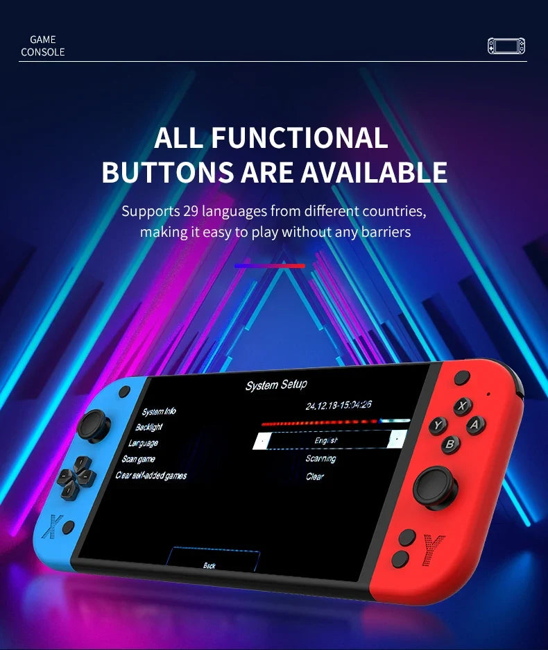 G90 Handheld Game Console – 7-inch 64GB Retro Arcade Gaming Device