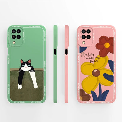 Cases For Samsung Galaxy A12 M12 F12 Back Cover Fashion Avocado Design Matte Liquid Silicone Soft Screen Protector Bumper Fundas