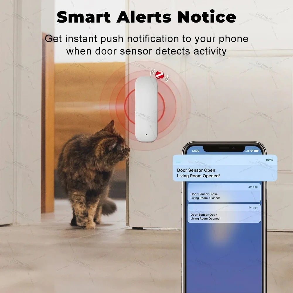 Tuya Zigbee Door Sensor Window Contact Sensor Smart Home Open Closed Detector Alarm Security Protection For Smart Life Z2M