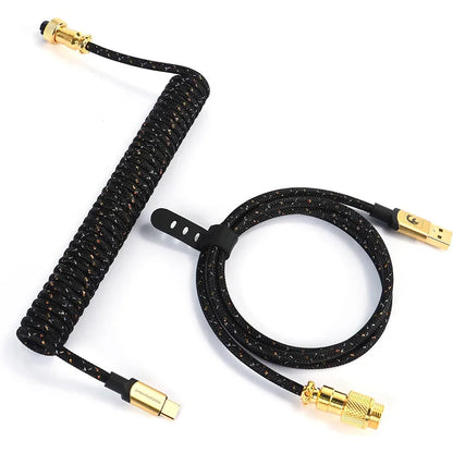 ATTACK SHARK * MAMBASNAKE C03 Coiled USB C Cable for Gaming Keyboard, Nylon Braided Mechanical Keyboard Cable, Double-Sleeved