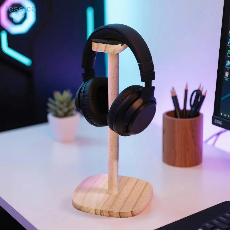 ♥Natural Wood Headphone Stand With Stable Base For Gaming/Over-Ear Headphones