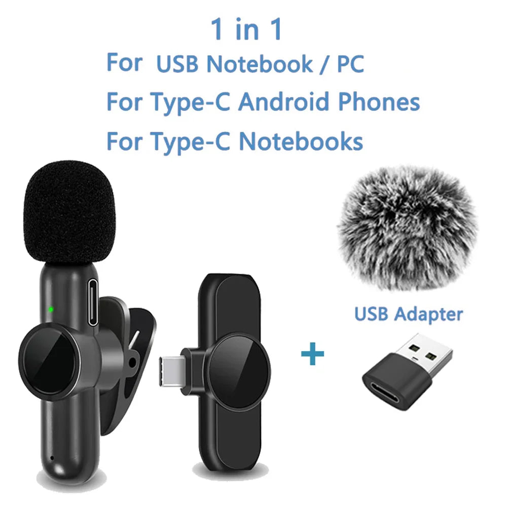 2.4G Wireless Lavalier Microphone  Audio Video Recording Noise Cancelling  for IPhone/iPad/Android/Xiaomi/Samsung Live Game Mic
