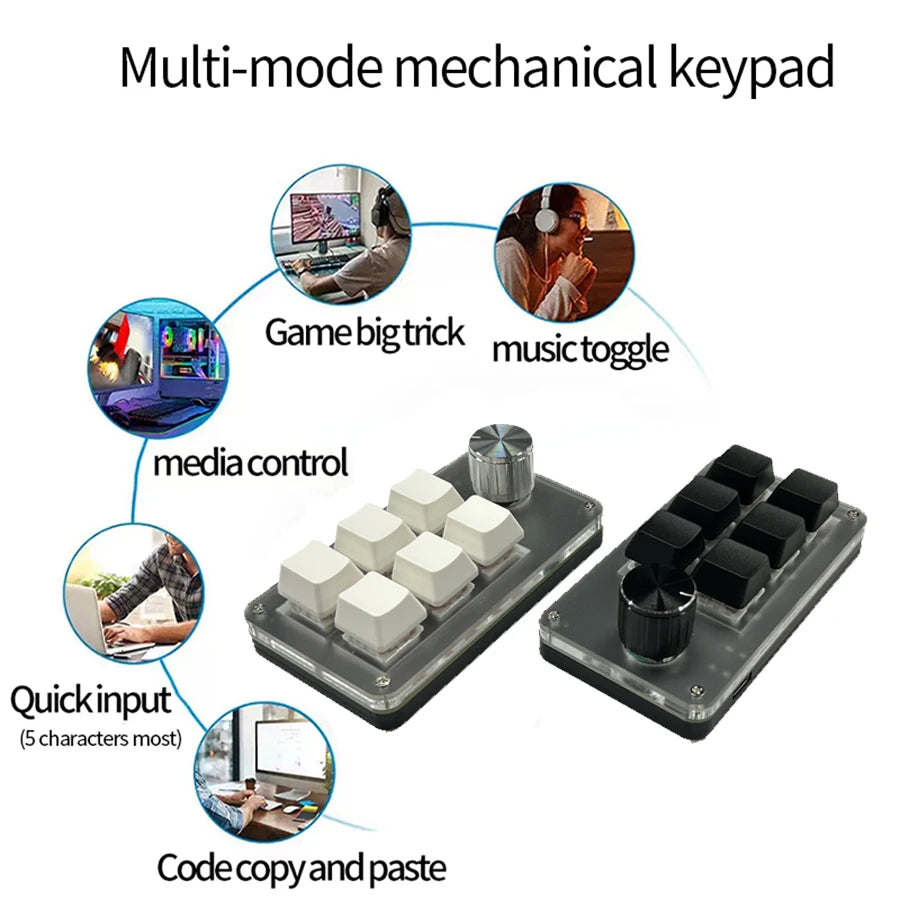6 Keys 1 Knob Mini Macro Mechanical Keyboard USB RGB Gaming Custom Programming Knob Portable Custom Switch For Photoshop Laptop