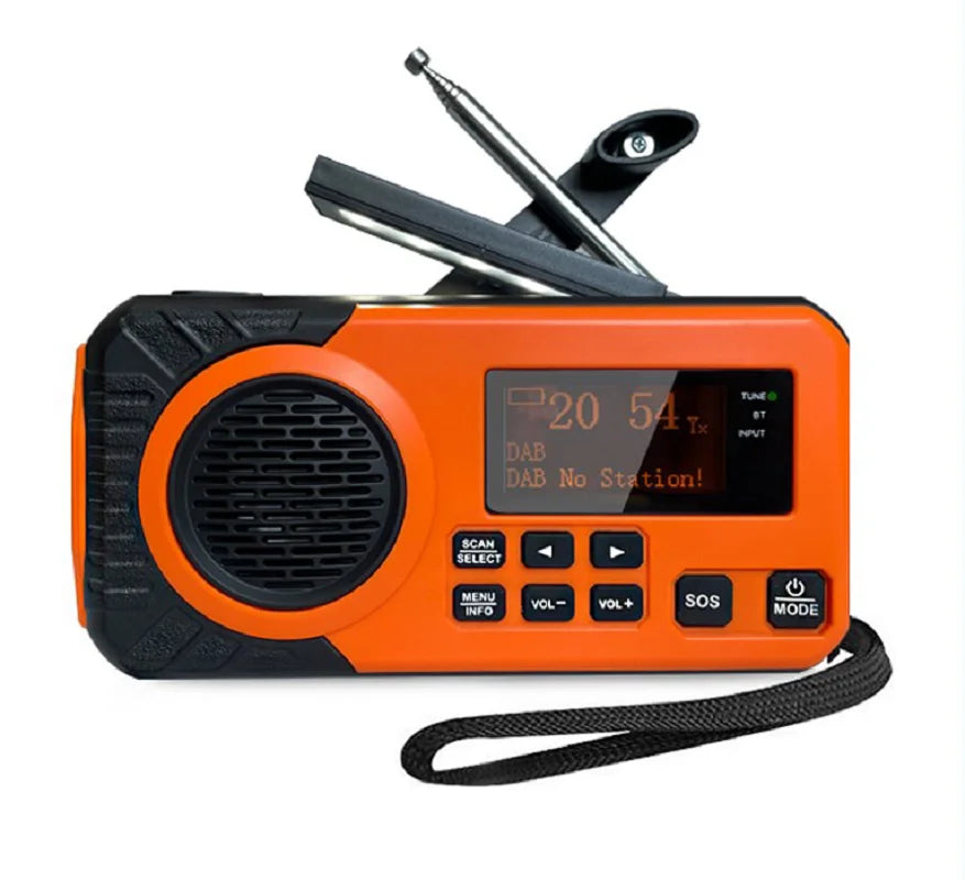 DAB  Portable Hand Crank Radio Emergency Radio Solar  Emergency Radio with BT FM SOS Alarm 5000 mAh  Power Bank and reading lamp