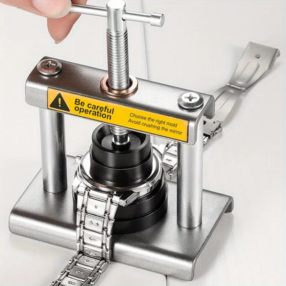 12pcs Watch Metal Capping Machine Set Desktop Wrist Watches Back Case Cover Press Screw, Close Watchmakers Hand Repair Tools Ki