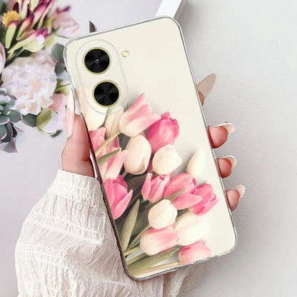 For Cover Xiaomi Redmi A5 4G / Poco C71 Phone Case Colorful Flower Butterfly Love Heart Lxuru Women Fashion Soft Clear Silicone
