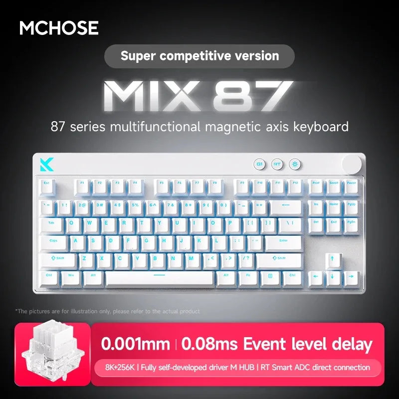 MCHOSE Mix 87 Magnetic Axis Cable E-sports Mechanical Keyboard 8K+256K Esport 0.08ms Customized Game Mount Taishan Axis GT