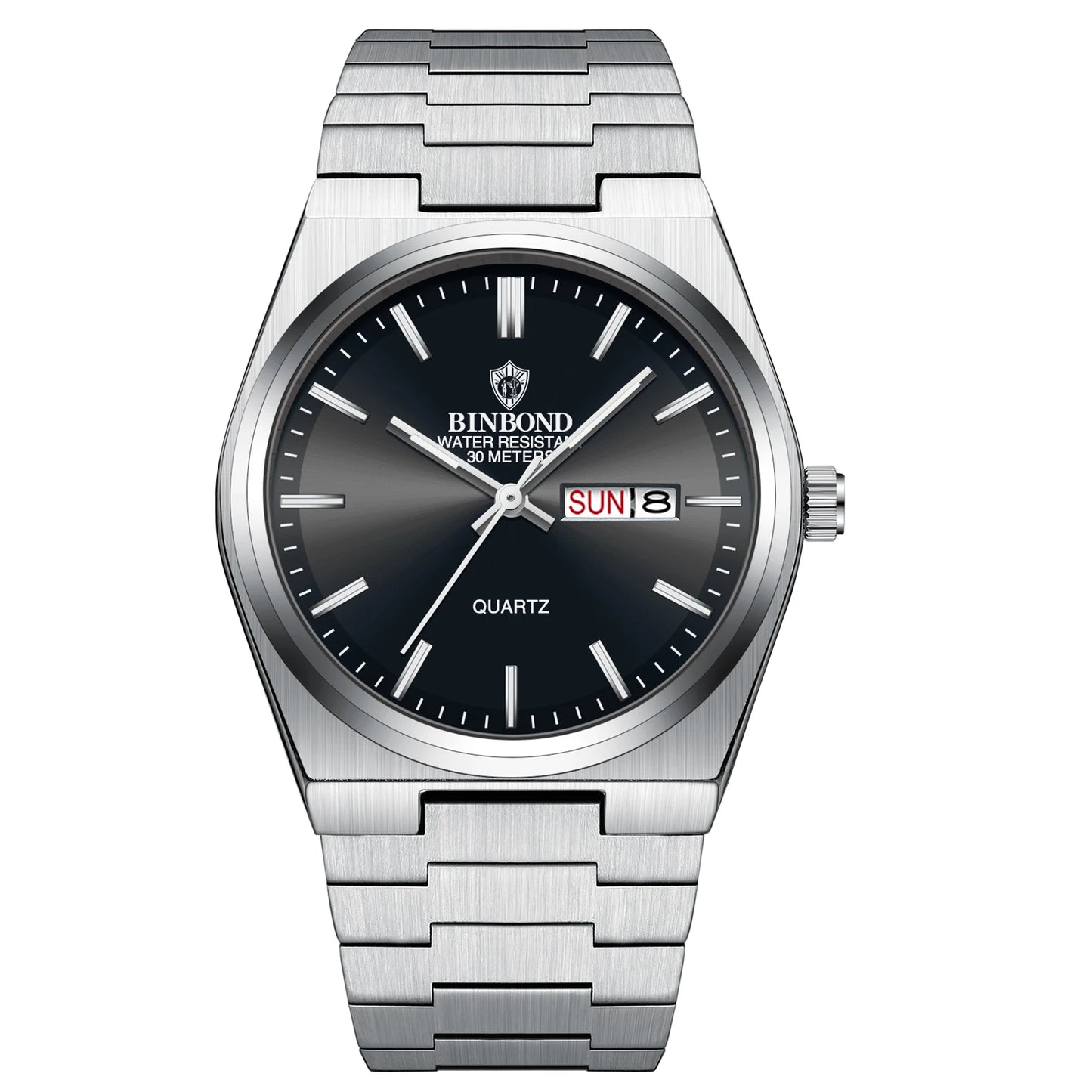 BINBOND Fashion B102 Men Business Watch Leisure Quartz Stainless Steel Buckle Watches Waterproof Luminous Calendar Men's Watches
