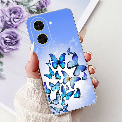 For Cover Xiaomi Redmi A5 4G / Poco C71 Phone Case Colorful Flower Butterfly Love Heart Lxuru Women Fashion Soft Clear Silicone