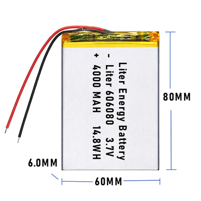 3.7V,4000mAH,606080 Polymer lithium ion / Li-ion battery for TOY,POWER BANK,GPS,mp3,mp4