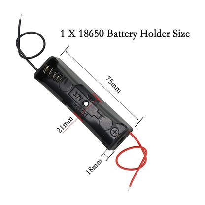 10Pcs 18650 Battery Holder Plastic Storage Box Case with 150mm Lead Wire, 1 Slot 18650 Battery Power Bank Storage Case