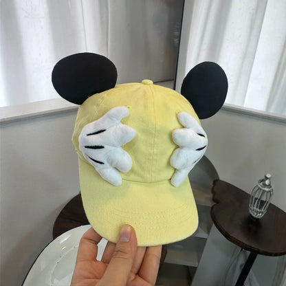 Cute Cartoon Mouse Ear Baseball Caps Adjustable Snapback Hat Outdoor Sports Travel Sun Hat with Curved Brim for Adult Teens