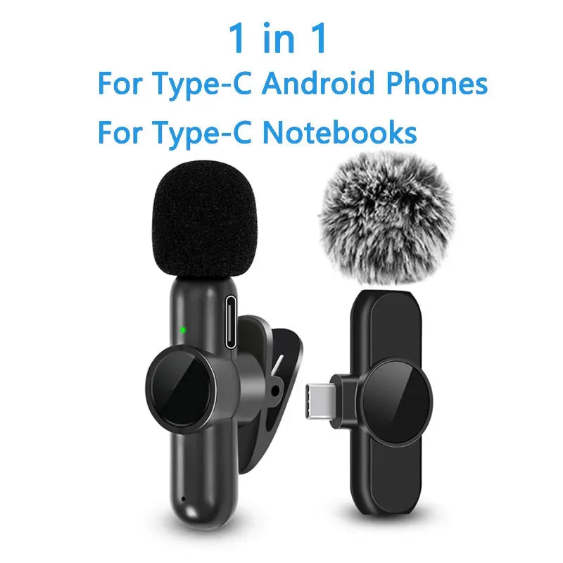2.4G Wireless Lavalier Microphone  Audio Video Recording Noise Cancelling  for IPhone/iPad/Android/Xiaomi/Samsung Live Game Mic