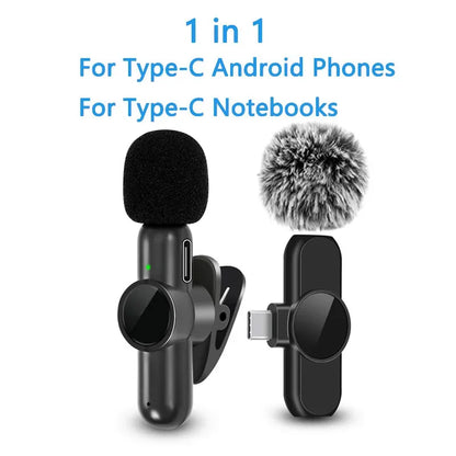 2.4G Wireless Lavalier Microphone  Audio Video Recording Noise Cancelling  for IPhone/iPad/Android/Xiaomi/Samsung Live Game Mic