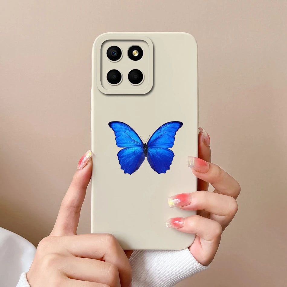 For Huawei Honor X6 X6S X6A Plus Phone Case Butterfly Heart Liquid Silicone Camera Protection Back Cover For Honor X 6 Funda