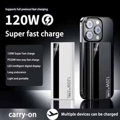 Lenovo 500000mAh Large Capacity Power Bank 120W Super Fast Charging Portable Backup Battery for Smartphone Outdoor Use