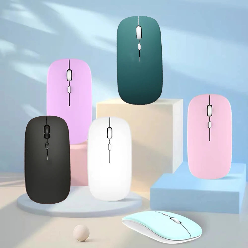 Slim Portable Office Mouse Wireless Bluetooth-Compatible 5.0 Silent Ergonomic BT Wireless Mice for Macbook Laptop iPad Tablet