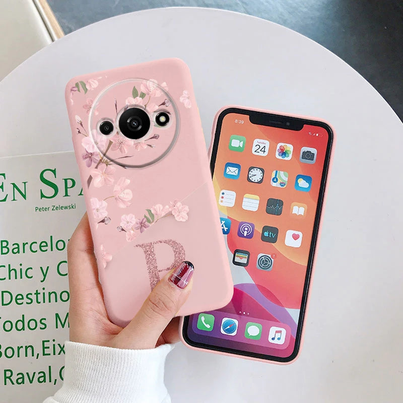 Letter Flower Phone Case For Redmi A3 4G Shockproof TPU Bumper Soft Silicone Cover For Xiaomi RedmiA3 Shell A 3 6.71" Fundas