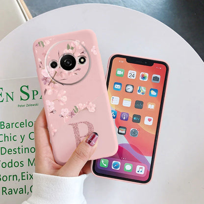 Letter Flower Phone Case For Redmi A3 4G Shockproof TPU Bumper Soft Silicone Cover For Xiaomi RedmiA3 Shell A 3 6.71" Fundas