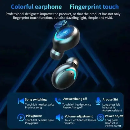 LED Digital Display Wireless Earphonewith Charging Case 9D Bluetooth 5.0 Waterproof Wireless Headset Noise Reduction Headphone