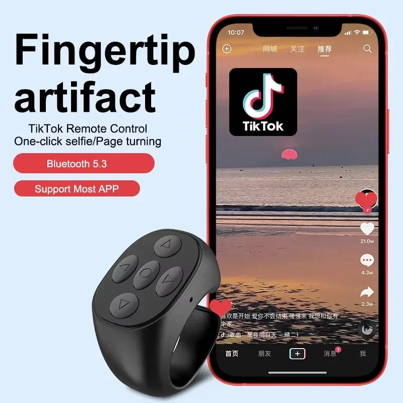 Smart Fingertip Ring Remote Control  Automatic Page Turner Browsing Mouse Wireless Bluetooth For Mobile Selfie Mice Selfie Video