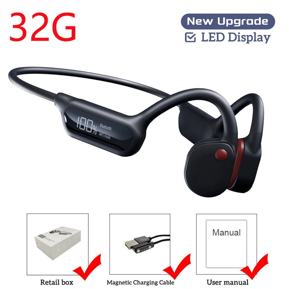 Bone Conduction Earphones IPX8 Waterproof Headset for Swimming New Bluetooth Wireless Sport Headphones MP3 32G RAM Hifi Stereo