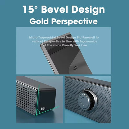 4D Bluetooth Computer Sound Bar Stereo Sound Subwoofer Loudspeaker With Mic For Macbook Laptop Notebook PC Music Player
