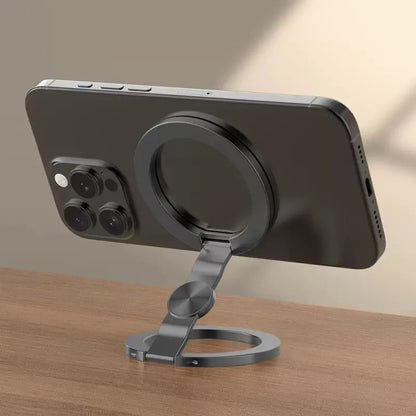 Foldable Double-Sided Mobile Phone Holder for Magsafe iPhone 17 16 15 14 13 360° Rotation Stand with Strong Magnet Finger Grip